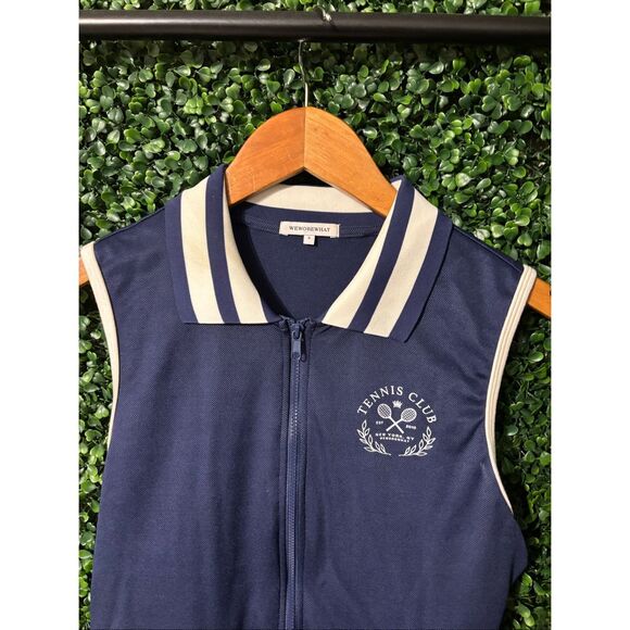 WeWoreWhat NAVY BLUE White Tennis Dress - Size Small TENNIS CLUB NEW YORK - Picture 4 of 7